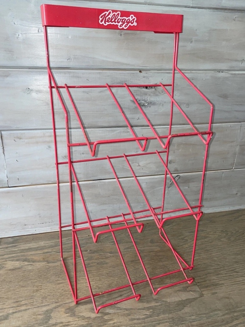Vintage RARE Red Kellogg's Advertising Display Mini Cereal Box Shelf Stand Rack